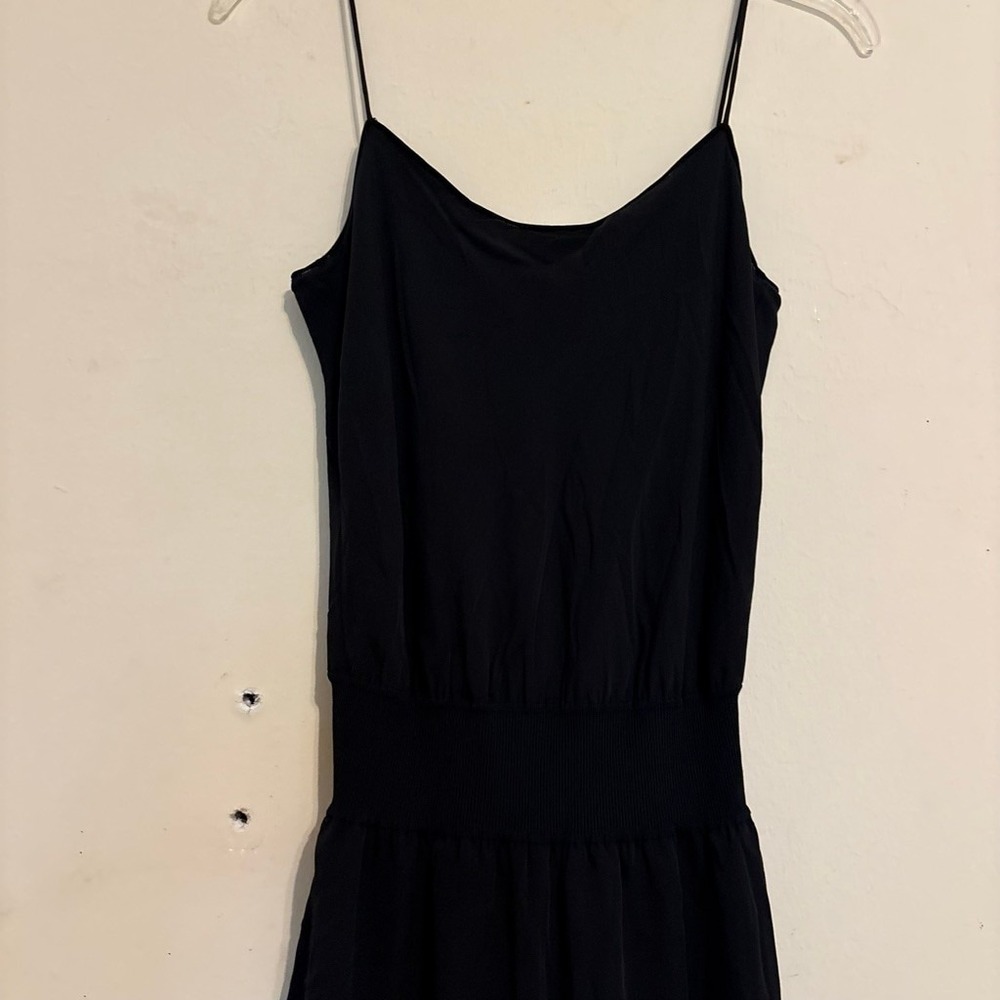 Theory Rib WB Dress Silk Combo K0402601 Black Small Sleeveless Midi Silk Dress - Picture 16 of 16